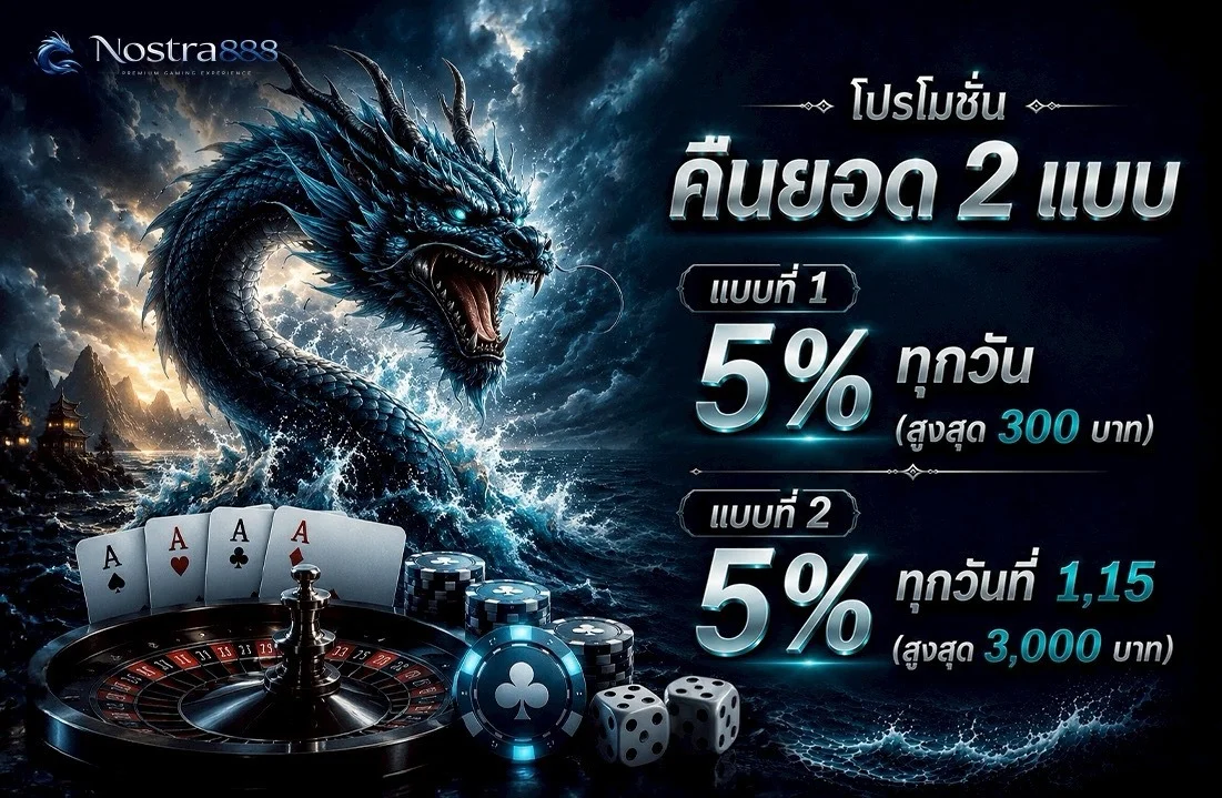 โปรโมชั่นสมาชิกใหม่ NOSTRA888 รับโบนัสเครดิตฟรี